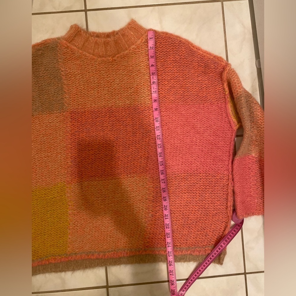 NWT FREE PEOPLE DOMINO OVERSIZED KnitSWEATER Pink Sunset alpaca wool blend small - Picture 5 of 13